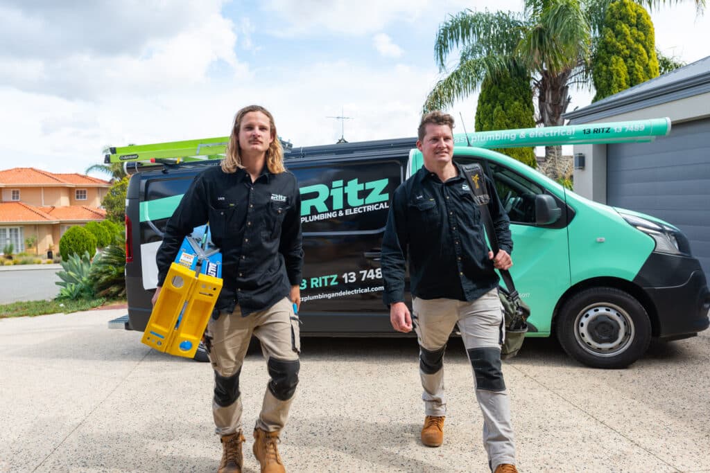 Ritz P&E's local plumber and electrician working together